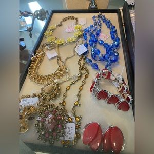 Earrings and necklaces and bracelets